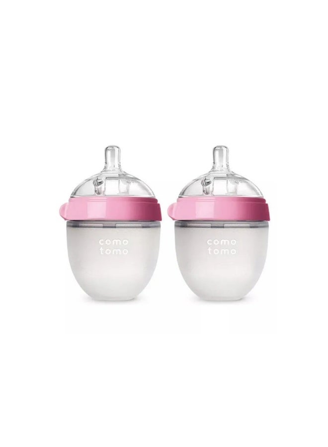 Comotomo Natural Feel Baby Feeding Bottle 150ml - Pink (Pack Of 2) - Image 1