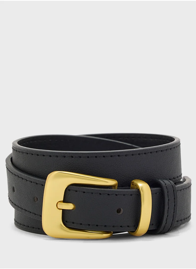 جينجر Classic Belt With Gold Buckle