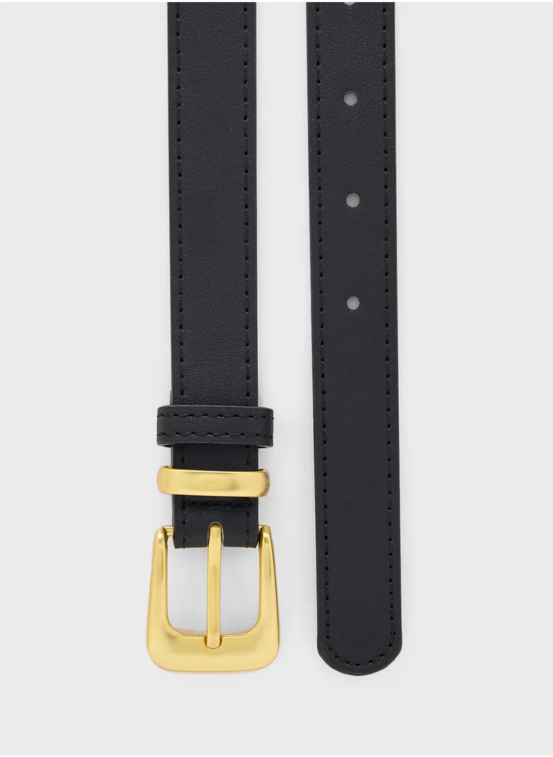 جينجر Classic Belt With Gold Buckle