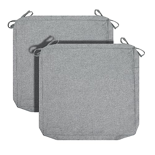 FUNHOME Patio Cushion Covers 22 x 20 x 4 Inch, No Insert! 2 Pack Water Repellent Outdoor Chair Seat Cushion Slip Covers with Zipper and Tie, Replacement Cover Only(Light Grey) - Image 1