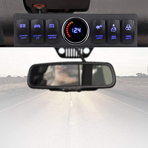 WATERWICH 6 Gang Rocker Switch Panel Pod with 80A Relay Box Circuit Breaker Source Control System Compatible with Jeep Wrangler JK JKU 2007-2018 with 12 Switch Covers & a Switch Clip Remover - Image 1