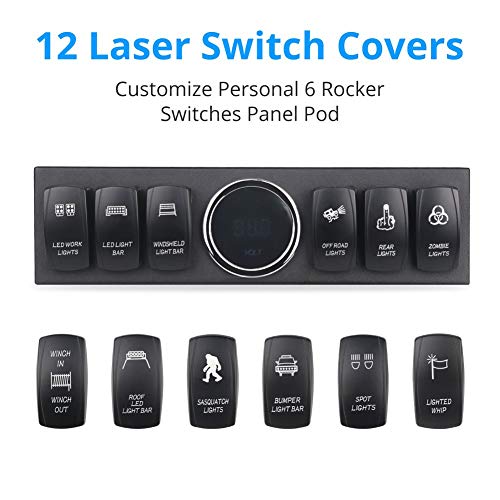 WATERWICH 6 Gang Rocker Switch Panel Pod with 80A Relay Box Circuit Breaker Source Control System Compatible with Jeep Wrangler JK JKU 2007-2018 with 12 Switch Covers & a Switch Clip Remover - Image 4