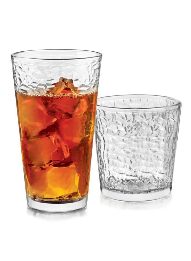 LIBBEY Yucatan Tumbler and Rock Glasses Drinking Set, Textured Drinking Glasses Set of 16, All Purpose Glass Cups Set for Events and Everyday Use - Image 1