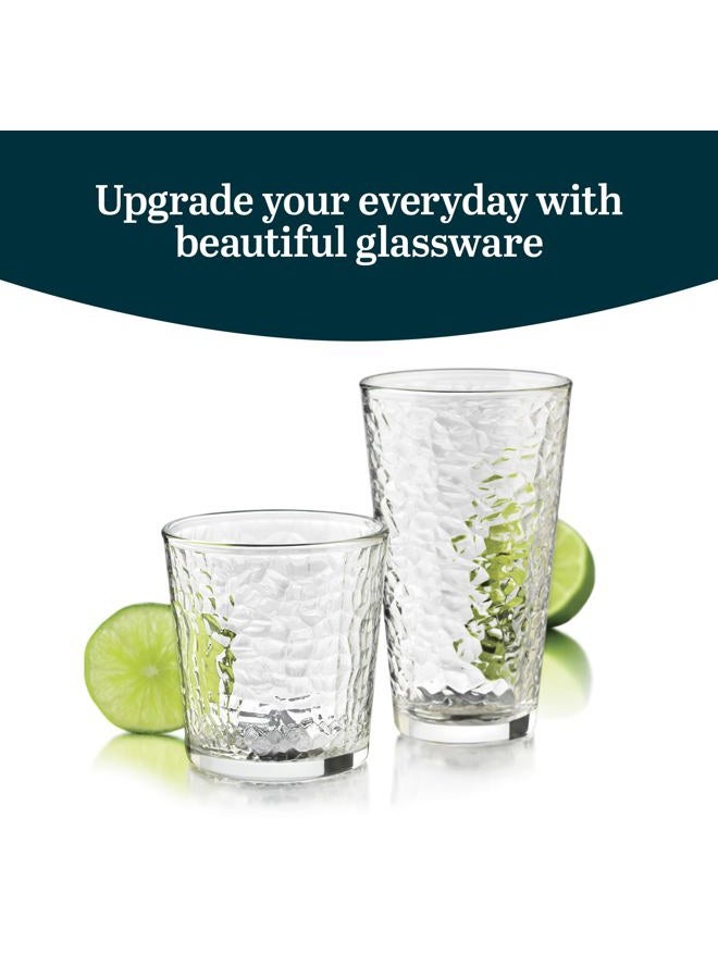 LIBBEY Yucatan Tumbler and Rock Glasses Drinking Set, Textured Drinking Glasses Set of 16, All Purpose Glass Cups Set for Events and Everyday Use - Image 2