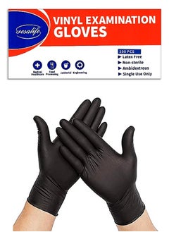 Gesalife Powder Free Disposable Vinyl Black Gloves 100 Pcs  - Image 1