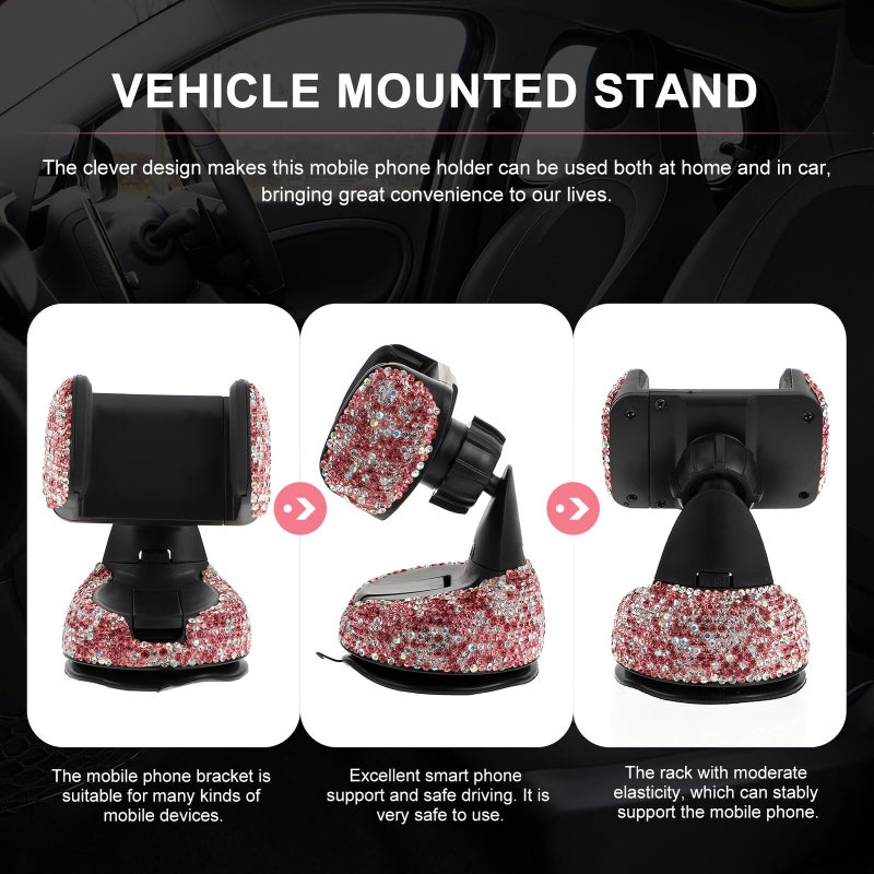 Crystal Bling Diamond Car Phone Holder Mount for Dashboard and Air Vent Use - Image 5