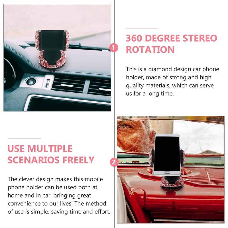 Crystal Bling Diamond Car Phone Holder Mount for Dashboard and Air Vent Use - Image 4