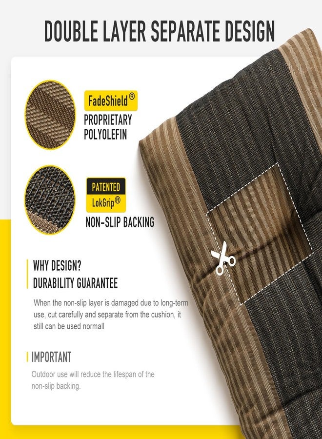 SUNROX LokGrip Non Slip Tufted Memory Foam Bench Cushion, FadeShield Water Resistant Durable Thicken Outdoor/Indoor Bench Seat Pads 36x14x4 inch, Cocoa Stripe - Image 5