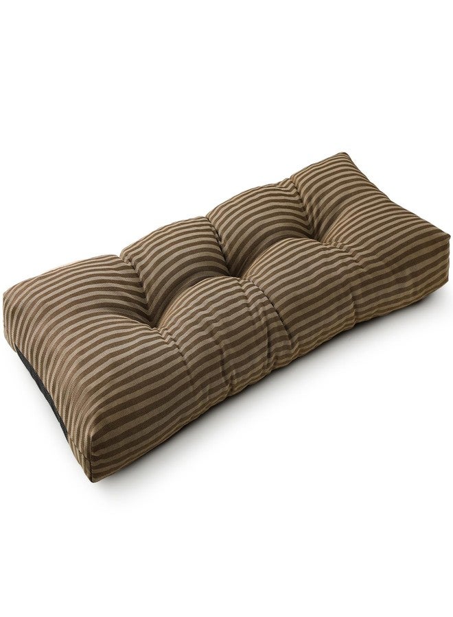 SUNROX LokGrip Non Slip Tufted Memory Foam Bench Cushion, FadeShield Water Resistant Durable Thicken Outdoor/Indoor Bench Seat Pads 36x14x4 inch, Cocoa Stripe - Image 1
