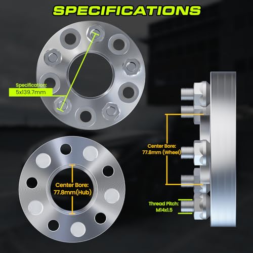 Customadeonly 2pcs 1.75" Hubcentric Wheel Spacers 5x5.5 (5x139.7) 14x1.5 Compatible for Ram 1500 2012-2018 Ram 1500 Classic 2019-2022 - Image 2