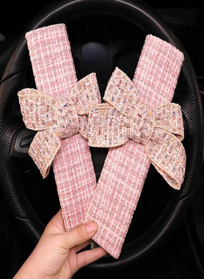 Zigihos 2 PCS Seat Belt Cover Pad, Bow Seatbelt Covers for Women, Soft Seat Belt Cover, Seatbelt Cushion, Car Seat Strap Pads (Pink) - Image 1