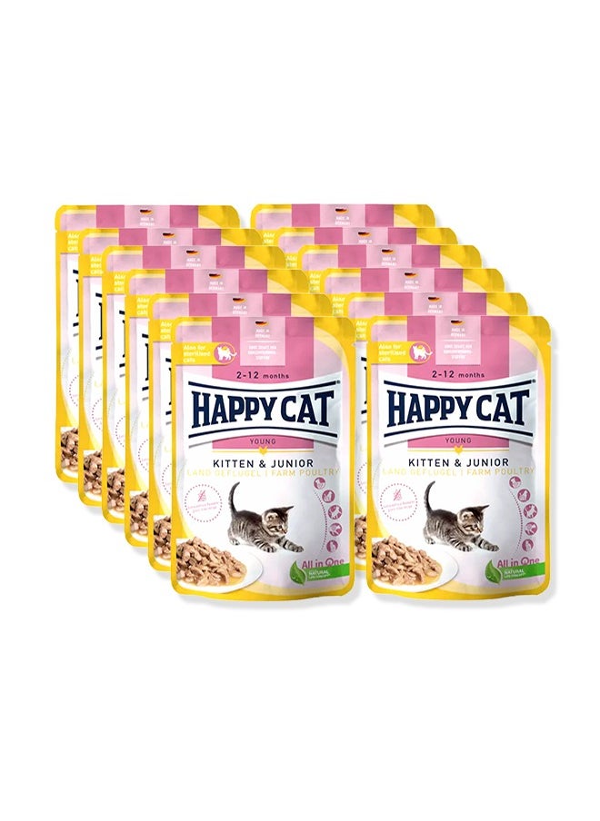 HAPPY CAT Culinary Kitten And Junior Farm Poultry Wet Food For Cat - (Pack Of 12 ) 