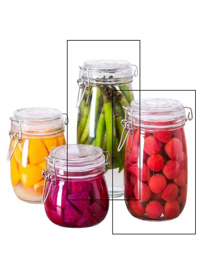Ash & Roh® - Clear Glass Jar And Container With Air Tight Lid Storage of Spices and Dry Fruit (1500 ML ROUND, 6) - Image 4