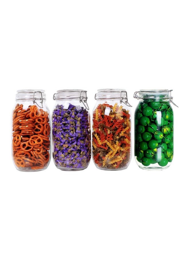 Ash & Roh® - Clear Glass Jar And Container With Air Tight Lid Storage of Spices and Dry Fruit (1500 ML ROUND, 6) - Image 1