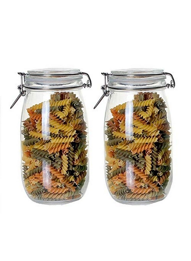 Ash & Roh® - Clear Glass Jar And Container With Air Tight Lid Storage of Spices and Dry Fruit (1500 ML ROUND, 6) - Image 2