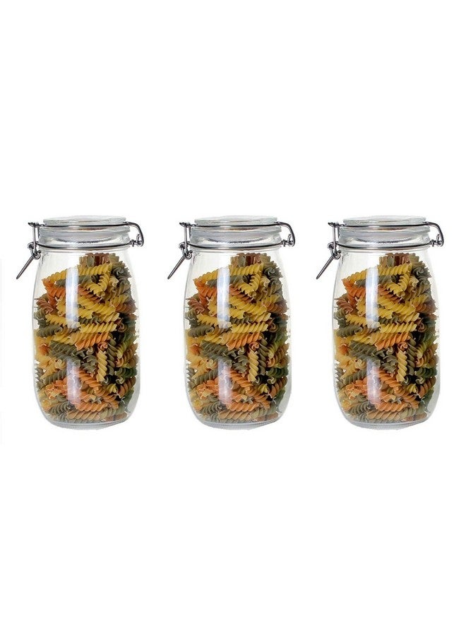 Ash & Roh® - Clear Glass Jar And Container With Air Tight Lid Storage of Spices and Dry Fruit (1500 ML ROUND, 6) - Image 3