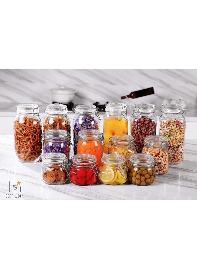 Ash & Roh® - Clear Glass Jar And Container With Air Tight Lid Storage of Spices and Dry Fruit (1500 ML ROUND, 6) - Image 5