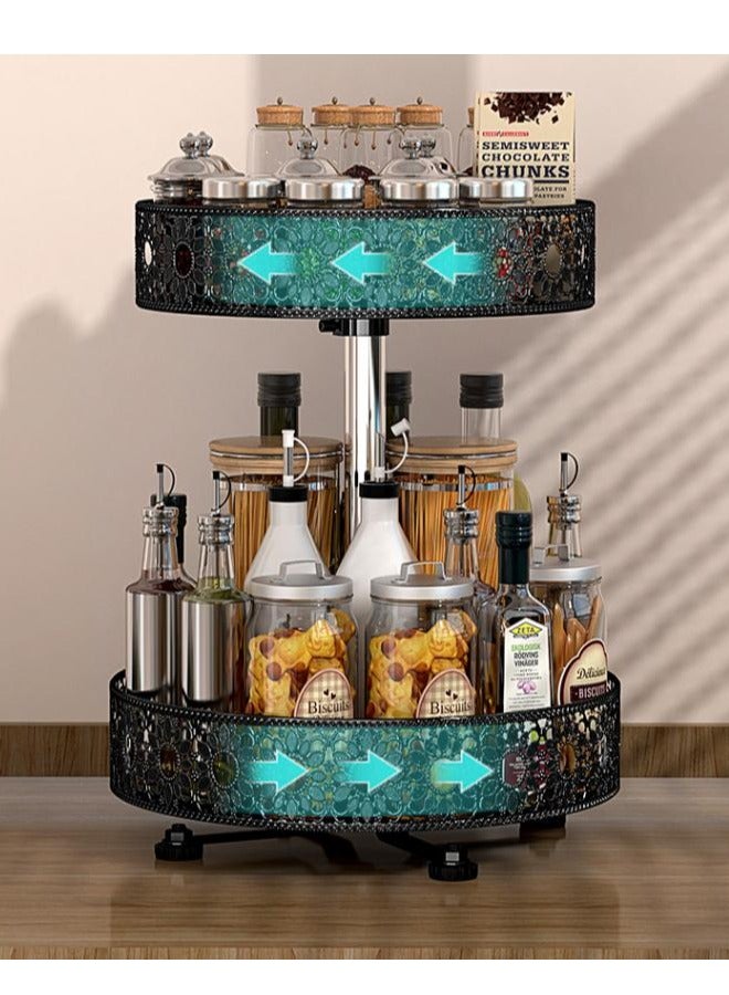 MIXDE Organizer 2 Tier - Turntable Spice Rack Adjustable Metal Rotating Lazy Susan for Cabinet Pantry Kitchen Countertop Dining Table Cupboard Bathroom Vanity Storage Black - Image 3