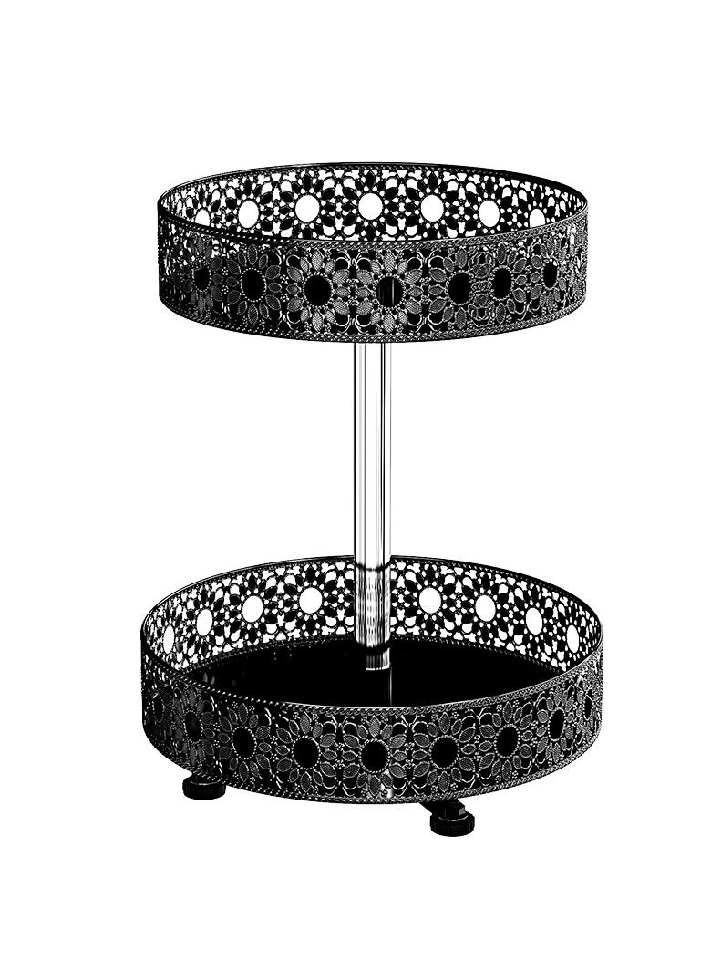 MIXDE Organizer 2 Tier - Turntable Spice Rack Adjustable Metal Rotating Lazy Susan for Cabinet Pantry Kitchen Countertop Dining Table Cupboard Bathroom Vanity Storage Black - Image 4
