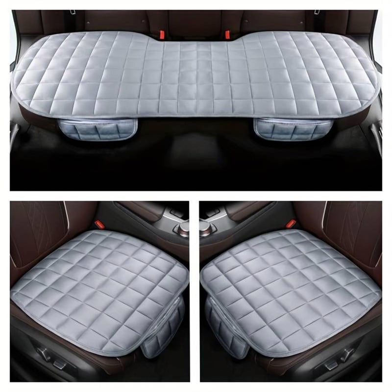 RADIANT Ultra-Soft Memory Foam with Non-Slip Grip and Storage Pouch Car Seat Cover Sponge Front Rear,– Universal Fit, All-Season (Grey Combo 3 Pcs) - Image 2