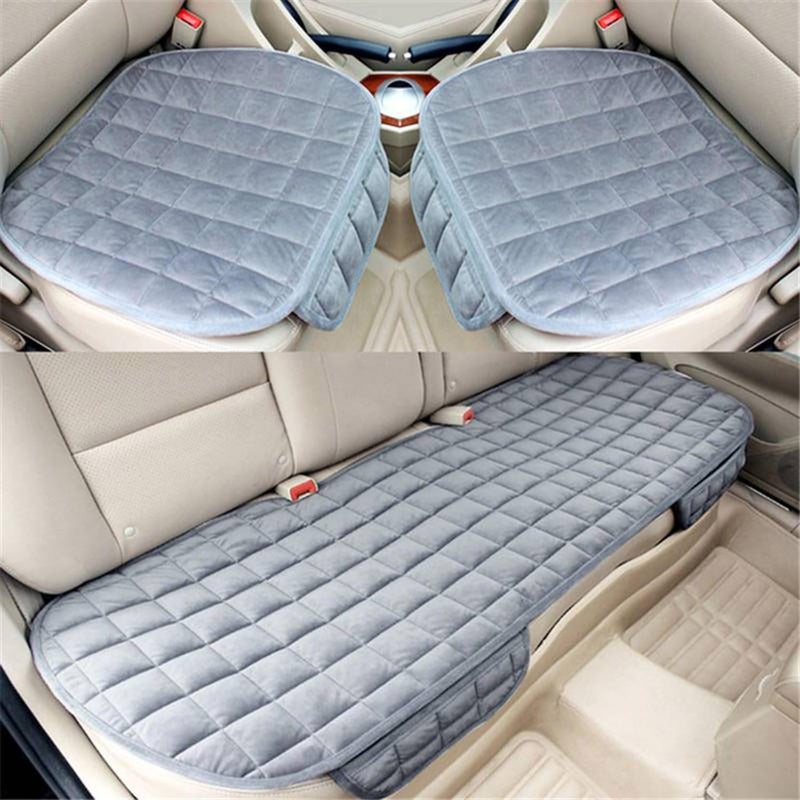 RADIANT Ultra-Soft Memory Foam with Non-Slip Grip and Storage Pouch Car Seat Cover Sponge Front Rear,– Universal Fit, All-Season (Grey Combo 3 Pcs) - Image 1