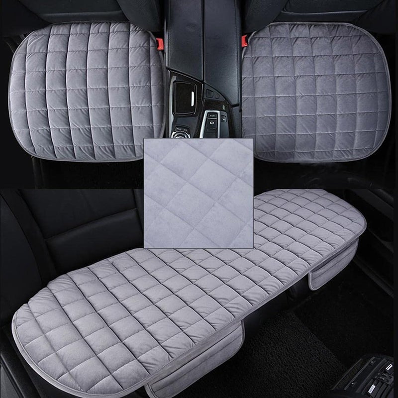 RADIANT Ultra-Soft Memory Foam with Non-Slip Grip and Storage Pouch Car Seat Cover Sponge Front Rear,– Universal Fit, All-Season (Grey Combo 3 Pcs) - Image 3