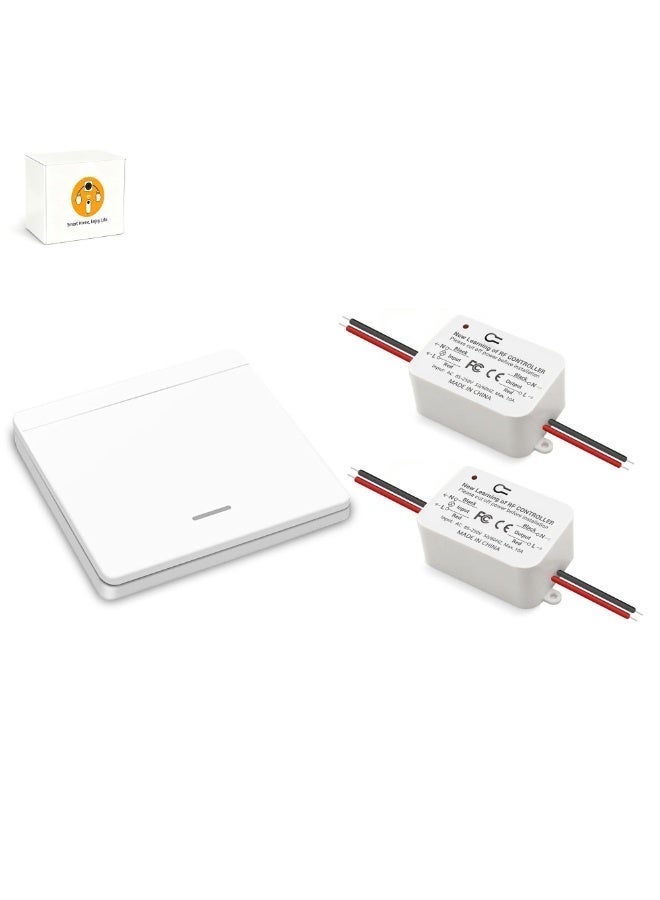 Wireless Light Switch and Receiver Kit RF433 Remote Control Switch No Wiring Needed 30m Range Easy Install for Home Bathroom Bedroom Fan Light - Image 1