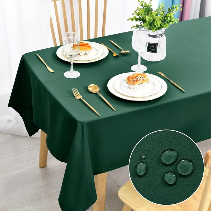 DWCN Green Tablecloth, Stain Protection, Washable Table Linen, Waterproof Tablecloth for Dining Room, Garden, Party, Weddings or Household, 135 x 180 cm - Image 1
