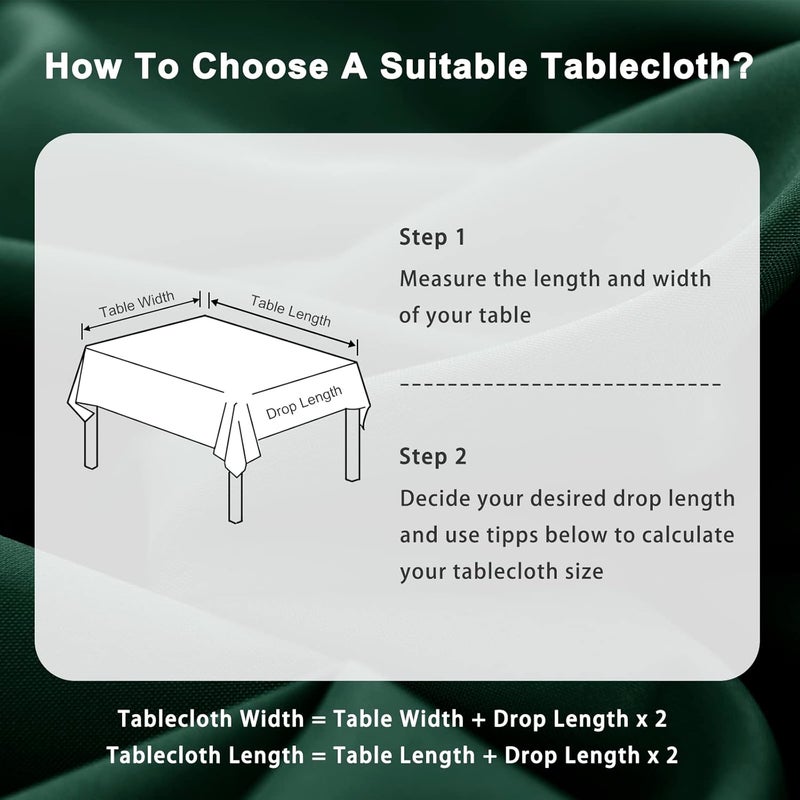 DWCN Green Tablecloth, Stain Protection, Washable Table Linen, Waterproof Tablecloth for Dining Room, Garden, Party, Weddings or Household, 135 x 180 cm - Image 4