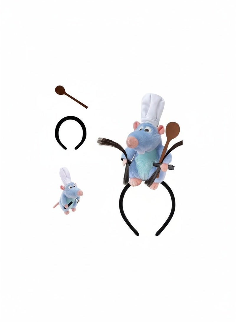 AUX Rat Headband Clip – Plush Toy Mouse Ears Hair Accessory | Funny Prank Novelty Hair Clip for Adults & Teens | Stuffed Animal Costume Props for Parties, Cosplay, Halloween & Gag Gifts - Image 1