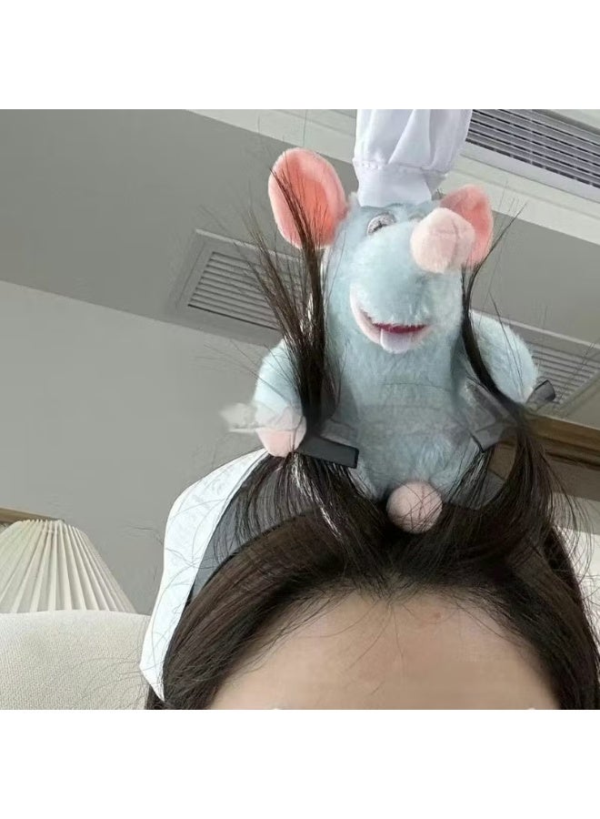 مشبك شعر لطيف على شكل فأر طاهٍ للفتيات والنساء | إكسسوار شعر على شكل راتاتوي كرتوني | عصابة رأس بتصميم مطبخ إبداعي | حامل شعر تنكريّ مرح للحفلات والهدايا والمناسبات التنكرية | عصابة رأس فأر الشيف - Image 1