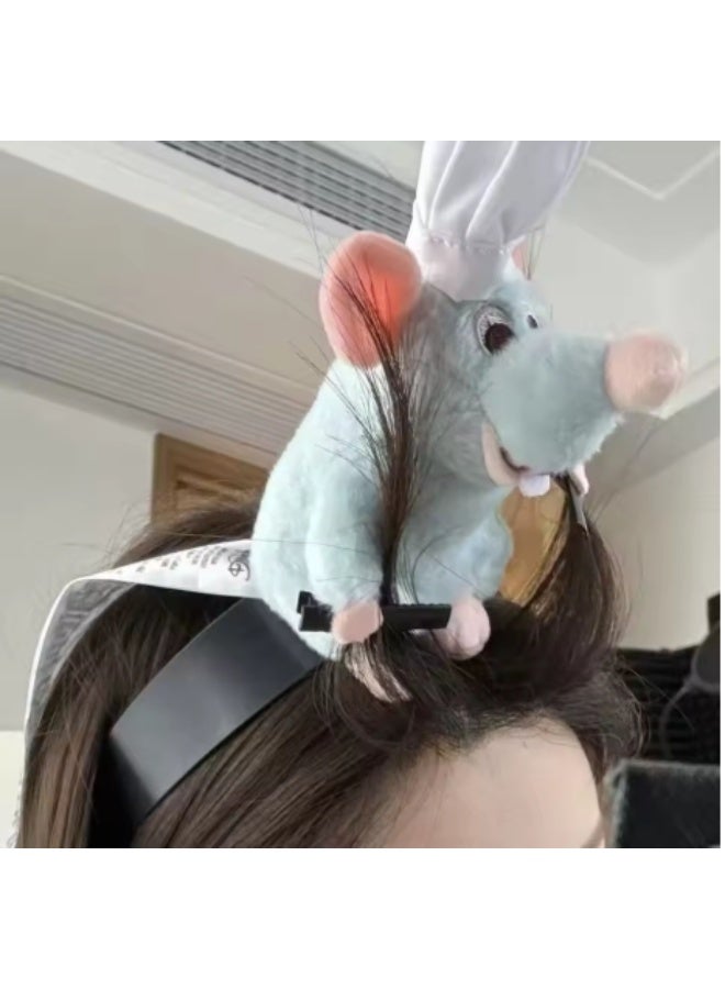 مشبك شعر لطيف على شكل فأر طاهٍ للفتيات والنساء | إكسسوار شعر على شكل راتاتوي كرتوني | عصابة رأس بتصميم مطبخ إبداعي | حامل شعر تنكريّ مرح للحفلات والهدايا والمناسبات التنكرية | عصابة رأس فأر الشيف - Image 4