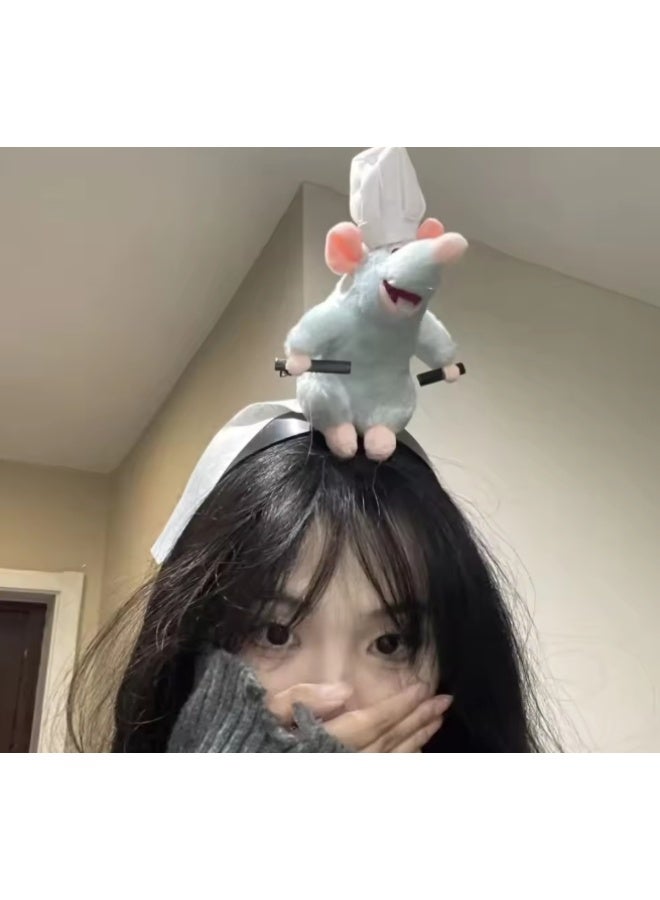 مشبك شعر لطيف على شكل فأر طاهٍ للفتيات والنساء | إكسسوار شعر على شكل راتاتوي كرتوني | عصابة رأس بتصميم مطبخ إبداعي | حامل شعر تنكريّ مرح للحفلات والهدايا والمناسبات التنكرية | عصابة رأس فأر الشيف - Image 3