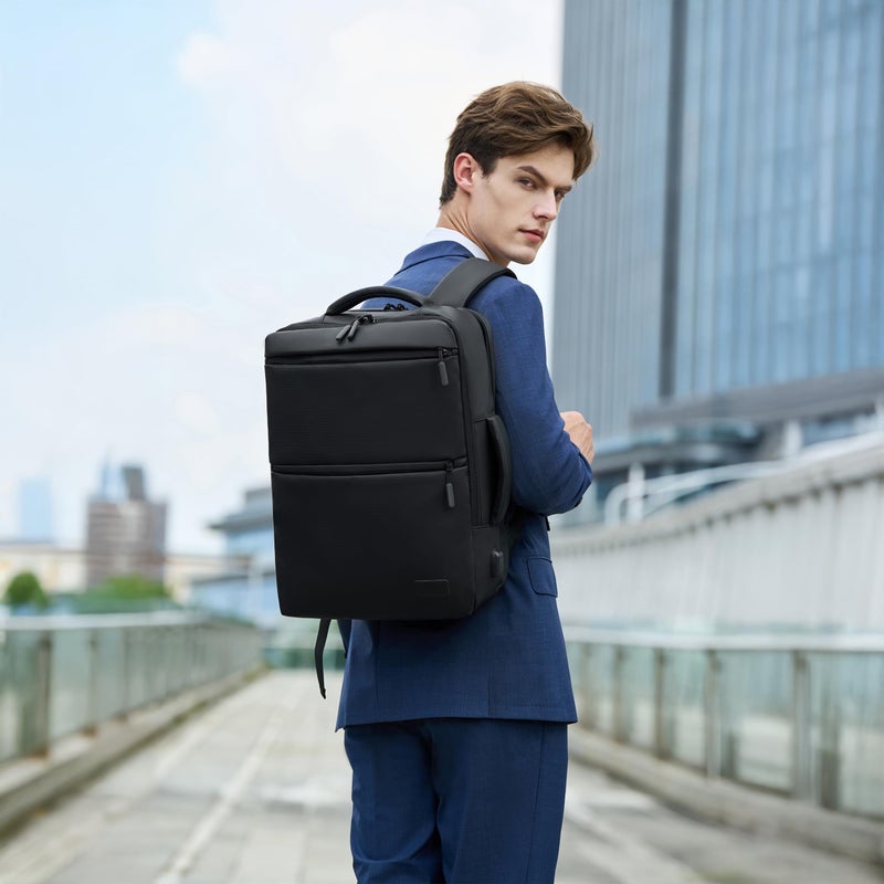 RAHALA Laptop Backpack 18L – Water-Resistant Slim Travel & Business Bag, Fits 15.6 Inch Laptop, Stylish Backpack for Men & Women RAL815 - Black - Image 2