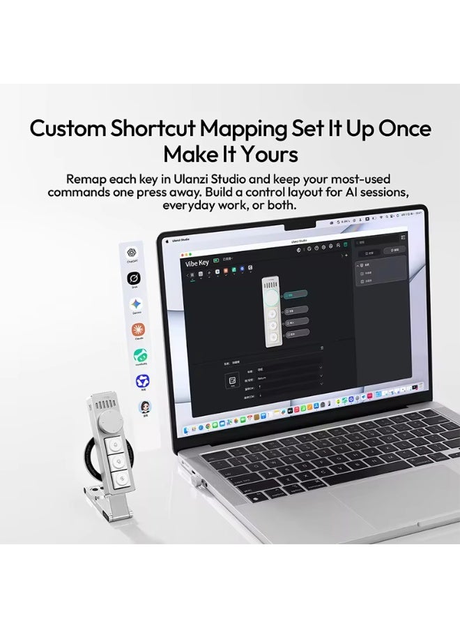 Ulanzi AU05 Vibe Key Al Voice Input Keyboard for Codex Claude Gemini AI Coding Video Meeting Studio with 3 Keys Adjustable Knob - Image 4
