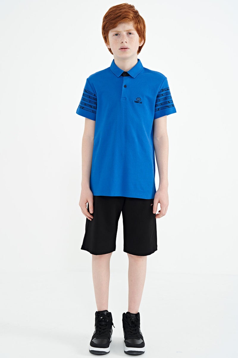 Tommy Life Saxe Sleeve Print Detailed Standard Pattern Polo Collar Boy T-Shirt - 11093  - Image 5