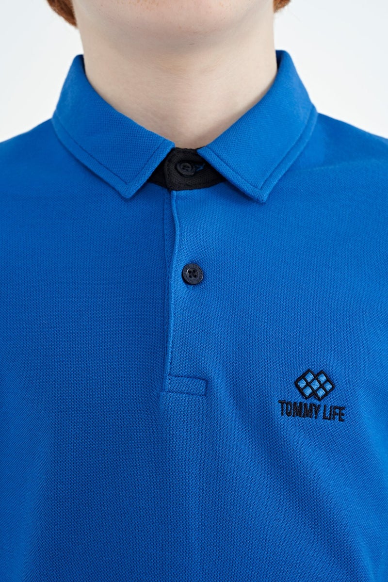 Tommy Life Saxe Sleeve Print Detailed Standard Pattern Polo Collar Boy T-Shirt - 11093  - Image 2