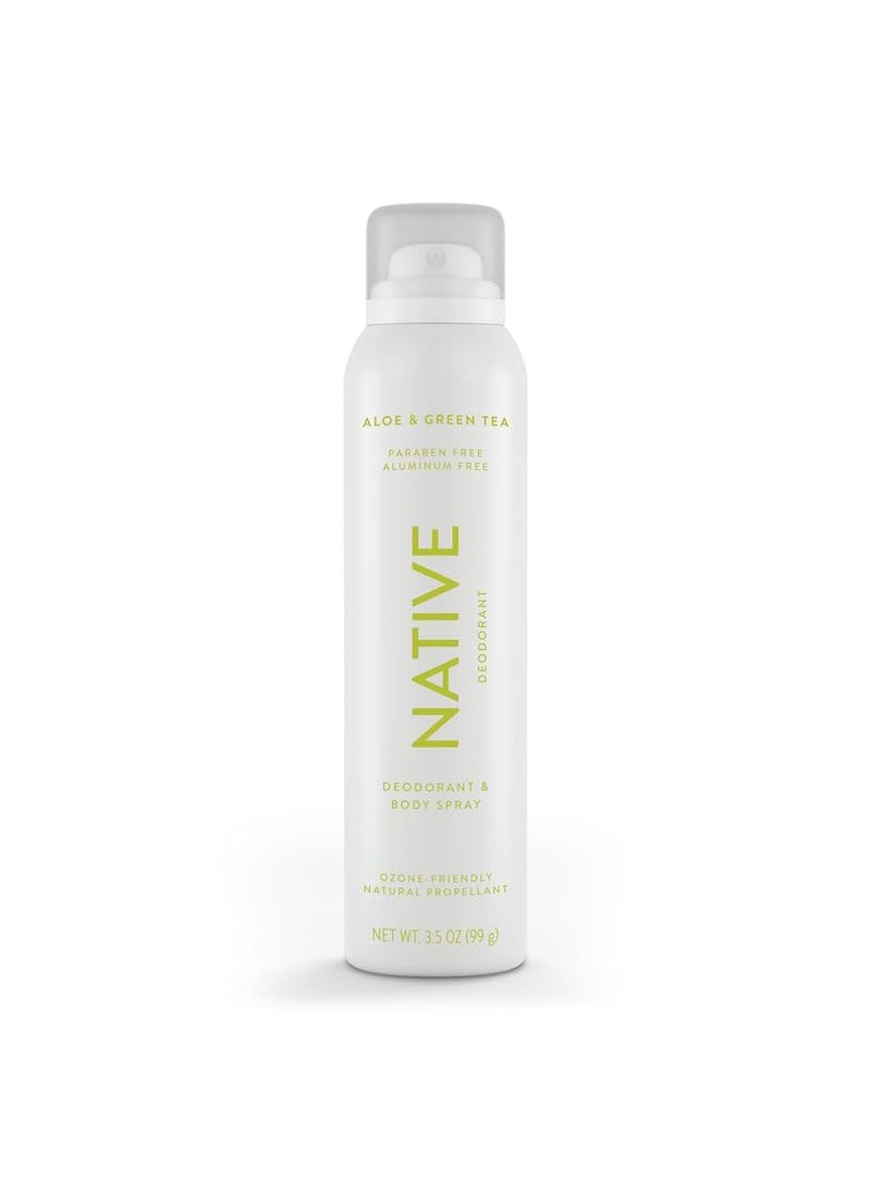 native Native Deodorant & Body Spray Contains Naturally Derived Ingredients | Deodorant for Women and Men, All Day Odor Protection, Aluminum and Hydrocarbon Propellant Free | Aloe & Green Tea 