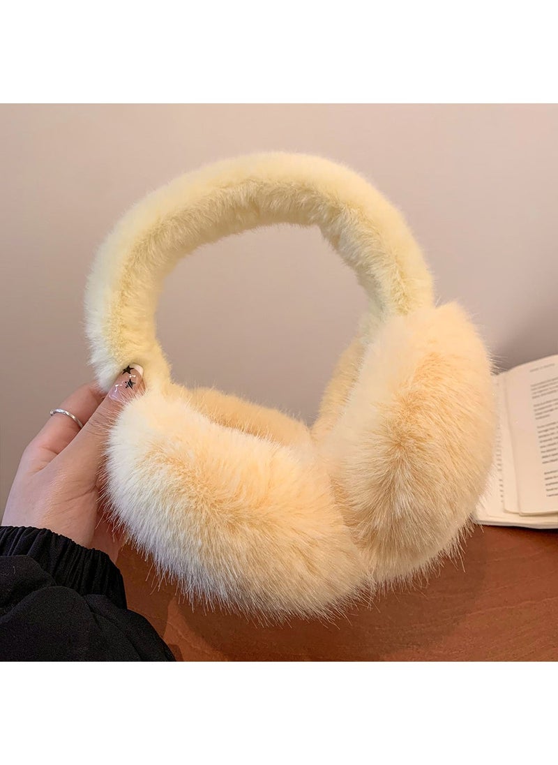Arabest Cute plush warm earmuffs for women winter 2023 new solid color cycling earmuffs windproof cold-proof earmuffs earmuffs Yellow 