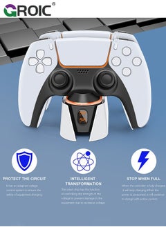 GROIC PS5 Charging Station, Controller Charger Station with 2 Pack Fast Cords Replacement for Controller, Remote Control Charger, Playstation 5 Storage  - Image 4