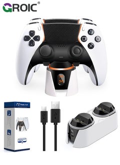GROIC PS5 Charging Station, Controller Charger Station with 2 Pack Fast Cords Replacement for Controller, Remote Control Charger, Playstation 5 Storage  - Image 1