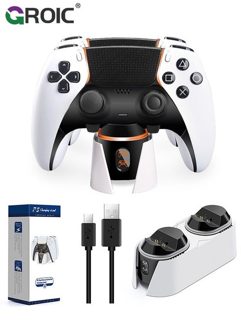 PS5 Charging Station, Controller Charger Station with 2 Pack Fast Cords Replacement for Controller, Remote Control Charger, Playstation 5 Storage