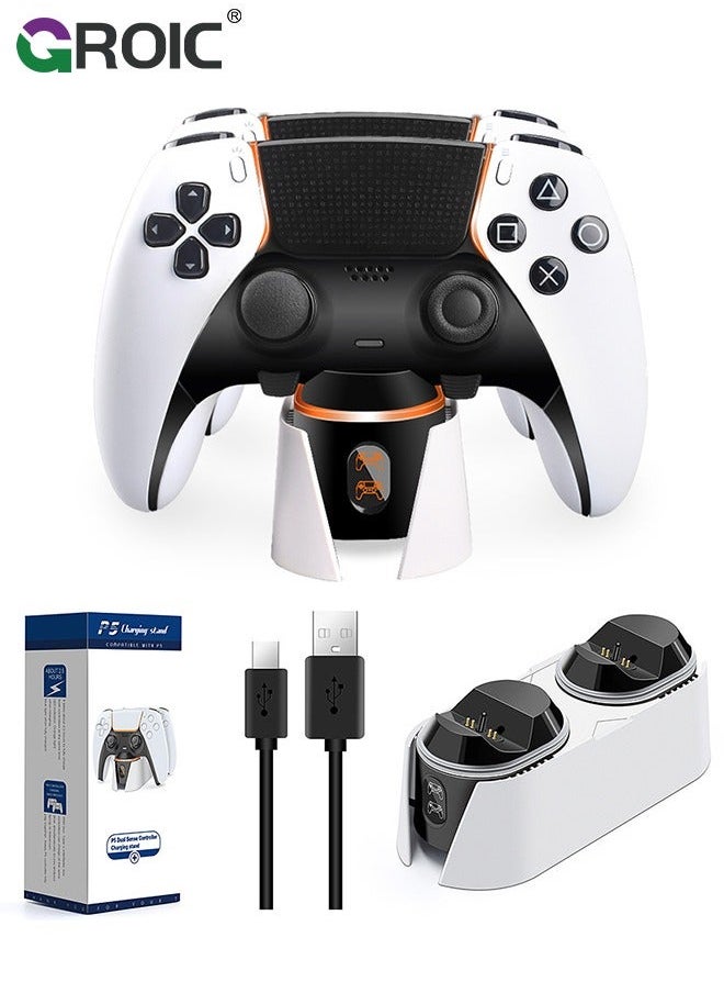 GROIC - PS5 Charging Station, Controller Charger Station with 2 Pack Fast Cords Replacement for Controller, Remote Control Charger, Playstation 5 Storage - Image 1