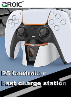 GROIC PS5 Charging Station, Controller Charger Station with 2 Pack Fast Cords Replacement for Controller, Remote Control Charger, Playstation 5 Storage  - Image 5