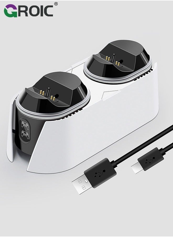 GROIC - PS5 Charging Station, Controller Charger Station with 2 Pack Fast Cords Replacement for Controller, Remote Control Charger, Playstation 5 Storage - Image 1