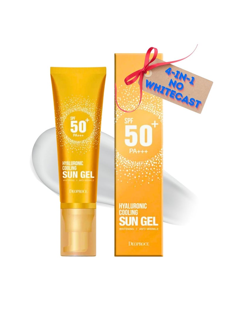 DEOPROCE - Deoproce Hyaluronic Cooling Sun Gel SPF50+ PA+++ 50g Korean Skincare |Anti-Aging| K-Beauty Sunscreen with No White Cast - Image 1