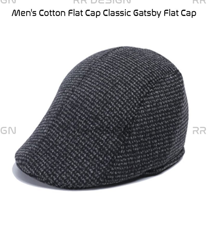 RR DESIGN Mens Thick Flax Beret Cap Newsboy Linen Hat Golf Hat Duckbill Cap- Summer Collections (Classic Flat - Brown) - Image 3