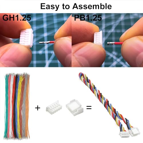 elechawk GH1.25 to PB1.25 Pre-Crimped Cables and Connectors Kit Compatible with JST GH 1.25mm and Molex PicoBlade 1.25mm for Pixhawk Cube 6C 6X Pixhawk4 - Image 2