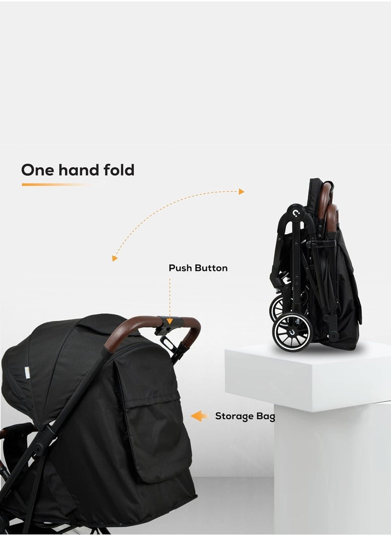 Moms Magic - Compact Baby Stroller for Travel | 360° Rotatable Wheels, Five-Point Harness | Copper Color Aluminum Frame | Adjustable Canopy & Easy Carry with Pull Handle | Free Cup Holder - Image 1
