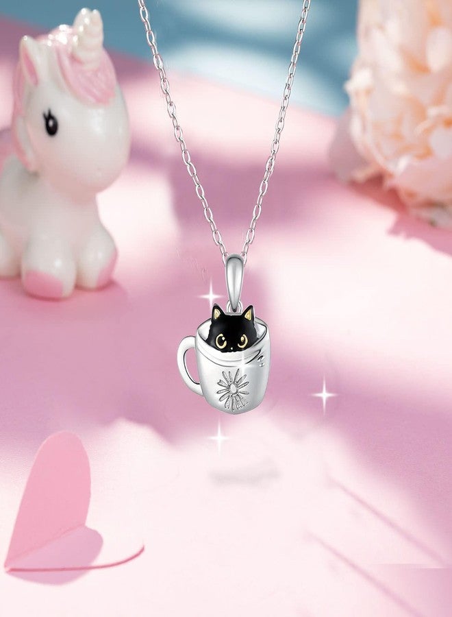 DkakoJew Lovely Black Cat Necklace for Girls,Girls Cup Cat Pendant Necklaces,For Girl Jewelry Gift For Girls Daughter Granddaughter Niece Christmas Gift Girl Birthday Gift - Image 4